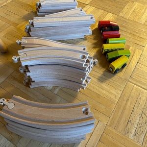 IKEA 40+piece wood train set. 46 pieces w/trains.